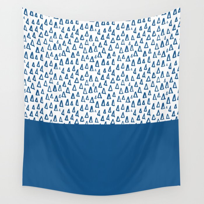 Triangles Blue Wall Tapestry