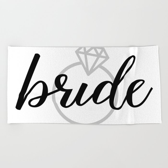 Bride with Diamond Ring (White Gold) Beach Towel