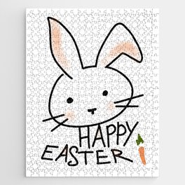 Bunny Happy Easter With Carrot Jigsaw Puzzle