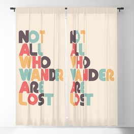 Not All Who Wander Are Lost Typography - Retro Rainbow Blackout Curtain