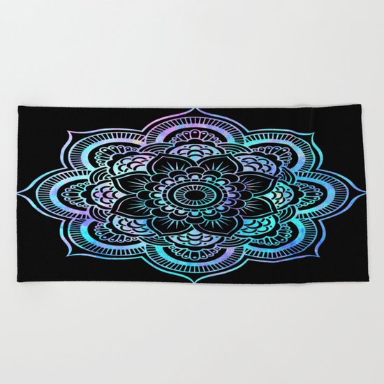 Mandala Pink Lavender Aqua galaxy space Beach Towel