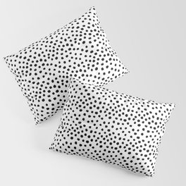 Preppy black and white dots minimal abstract brushstrokes painting illustration pattern print Pillow Sham