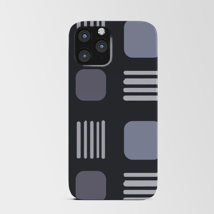 Mid-Century Modern Squares Lines Slate Gray iPhone Card Case