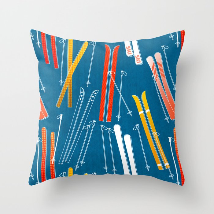 Colorful Ski Pattern Throw Pillow