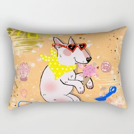 beach bullterrier Rectangular Pillow