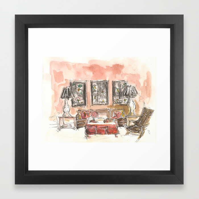 Vintage 90s Living Room Painting Framed Art Print By Iwantit
