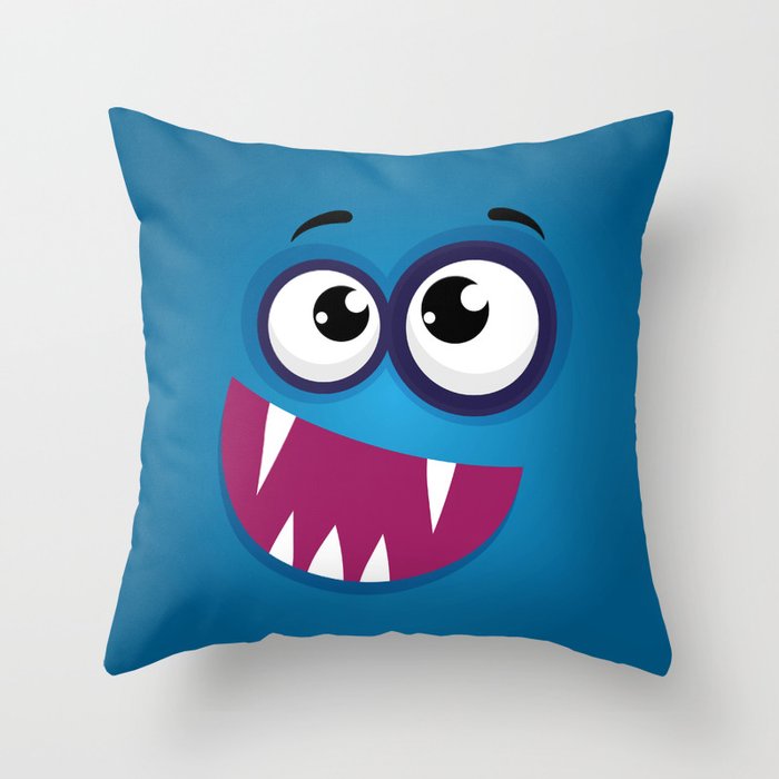 Blue Monster Throw Pillow