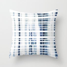 White and blue marine futuristic squares Throw Pillow