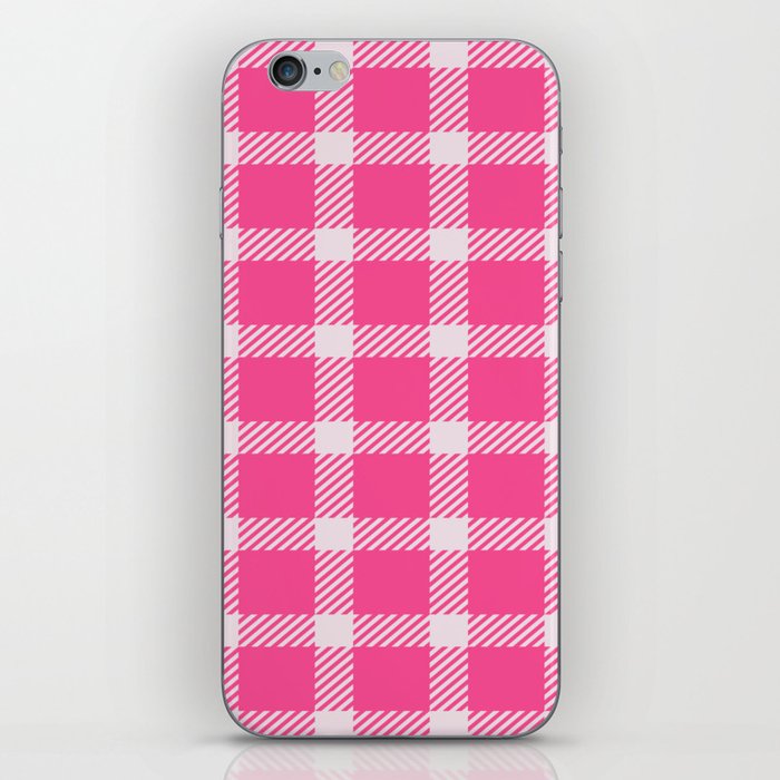 Pink & White Color Check Design iPhone Skin