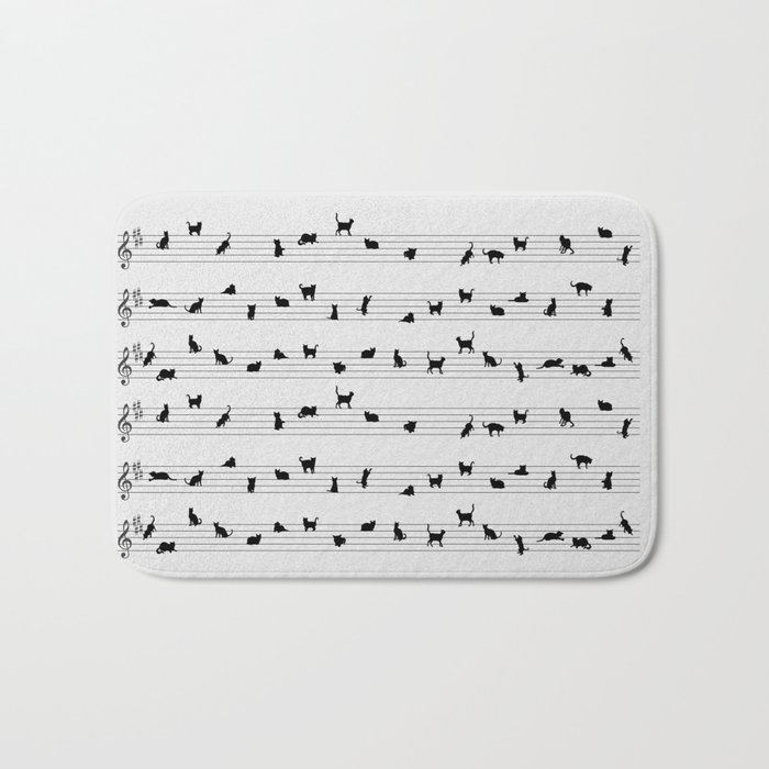 Cute Conceptual Cat Song Music Notation Bath Mat