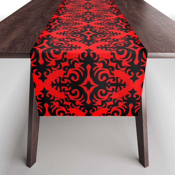 Damask (Black & Red Pattern) Table Runner
