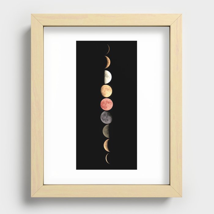 Colorful Moon Phases Recessed Framed Print