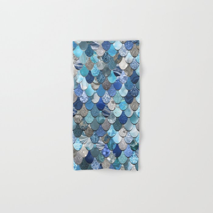 Mermaid Art, Ocean Blue Pattern Hand & Bath Towel