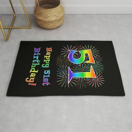 [ Thumbnail: 51st Birthday - Fun Rainbow Spectrum Gradient Pattern Text, Bursting Fireworks Inspired Background Rug ]