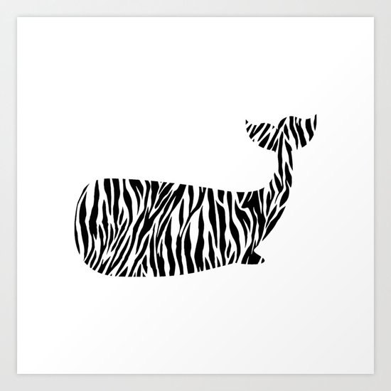 Whale with zebra print Art Print