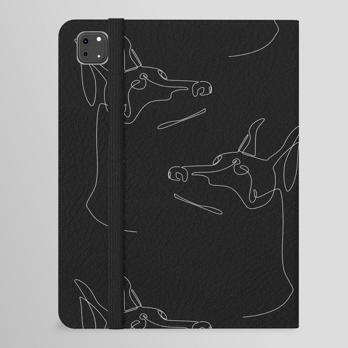 Black Dobermann / black dog head drawing iPad Folio Case