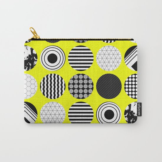 Eclectic Geometric - Black, white and yellow Carry-All Pouch