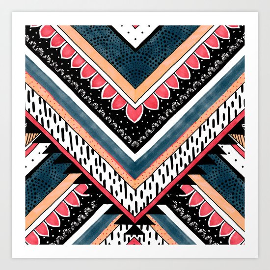Tribal Geometric Chevron Art Print