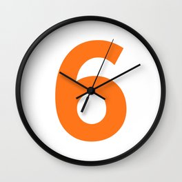 Number 6 (Orange & White) Wall Clock