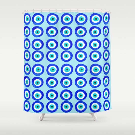 Evil Eye Talisman - on turquoise Shower Curtain
