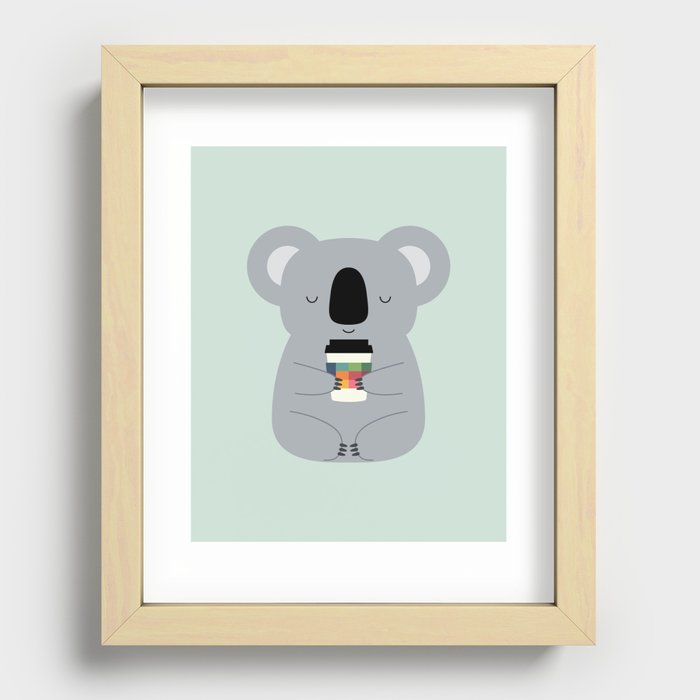 Koala Coffee Time Recessed Framed Print