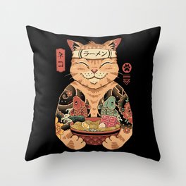 Cat Ramen Throw Pillow | Animal, Ramnebowl, Tattoo, Noodles, Graphicdesign, Cat, Samurai, Ramen, Curated, Cats 