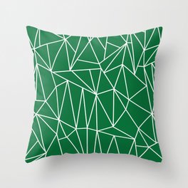 Geometric Cobweb (White & Olive Pattern) Throw Pillow