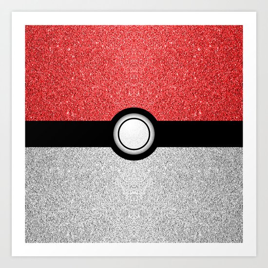Sparkly red and silver sparkles poke ball Art Print