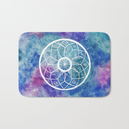 Watercolour Cosmic Mandala Bath Mat