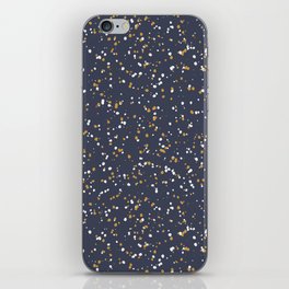 Speckles I: Dark Gold & Snow on Blue Vortex iPhone Skin