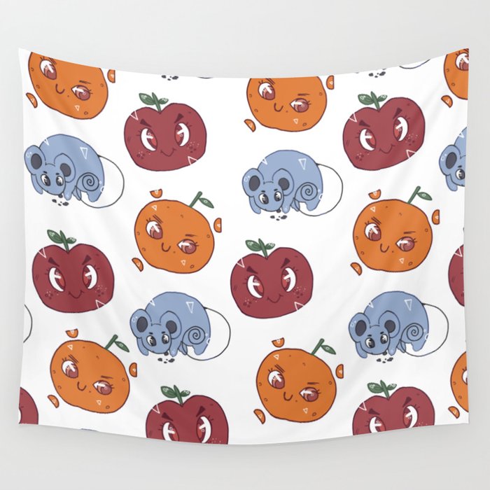 Friendly Fruits Pattern Wall Tapestry