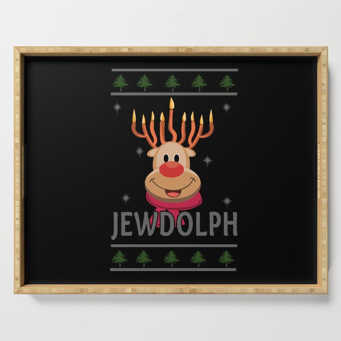 Jewdolph Menorah Reindeer Christmas Hanukkah 2021 Serving Tray