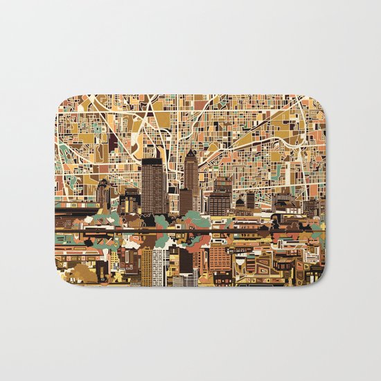 indianapolis city skyline orange Bath Mat