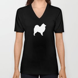 Samoyed Silhouette V Neck T Shirt