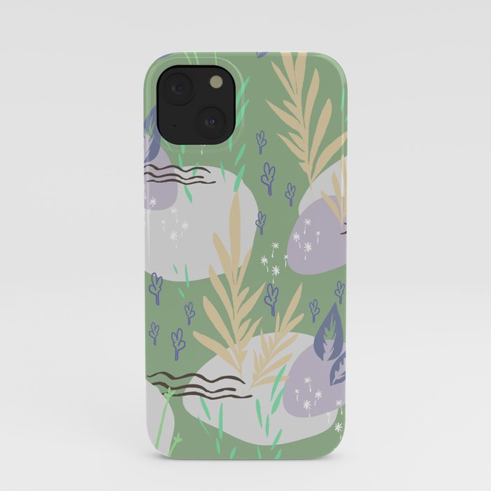 Green flower meadow pattern iPhone Case