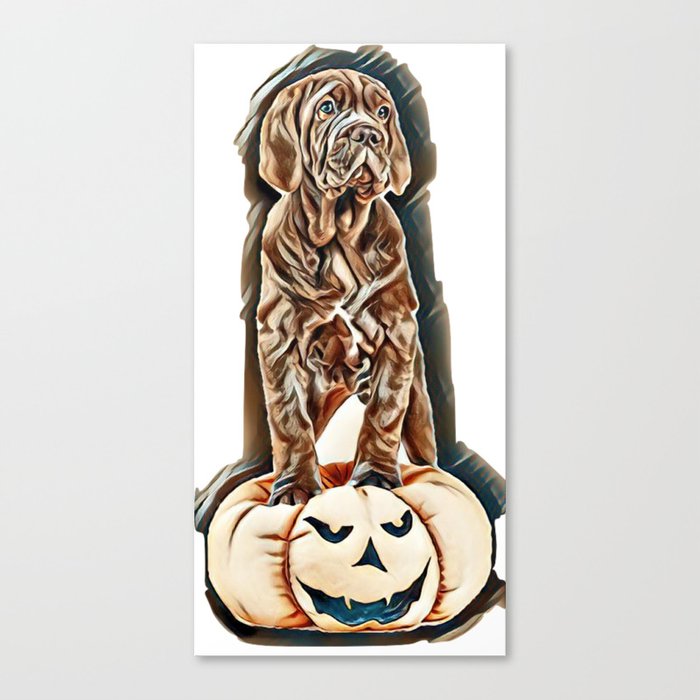 Italian Mastiff Cane Corso On Toy Pumpkin To Halloween On White Background Image Canvas Print By Kemnabi Society6