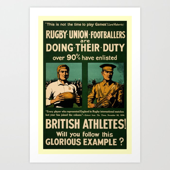 British rugby, football players call for duty Art Print
