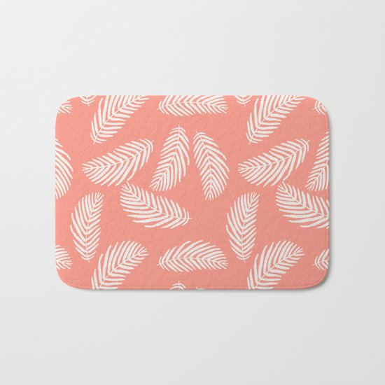 Palm trees pastel pink tropical minimal ocean seaside socal beach life pattern Bath Mat