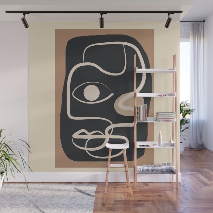 Abstract Face Line Art 12 Wall Mural