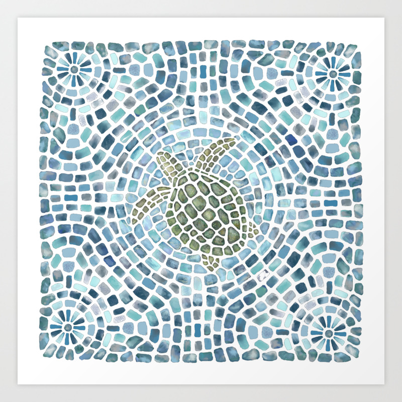 Sea Turtle Mosaic Art Print By Sharilea Society6