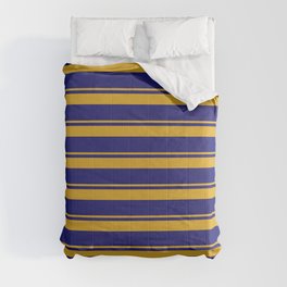 [ Thumbnail: Goldenrod and Midnight Blue Colored Striped/Lined Pattern Comforter ]