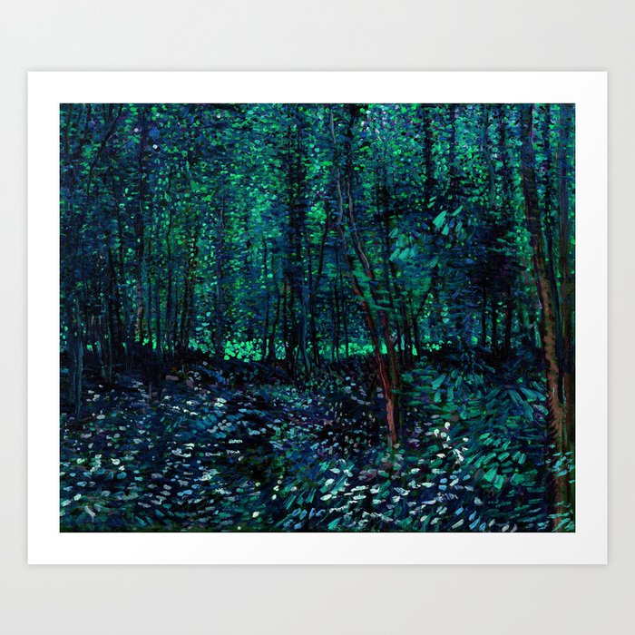 Vincent Van Gogh Trees & Underwood Teal Green Art Print
