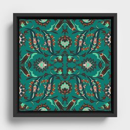 Green Floral Texture Background Framed Canvas