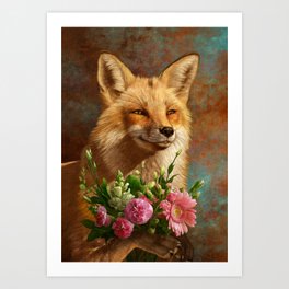 01. Fox in Love Art Print