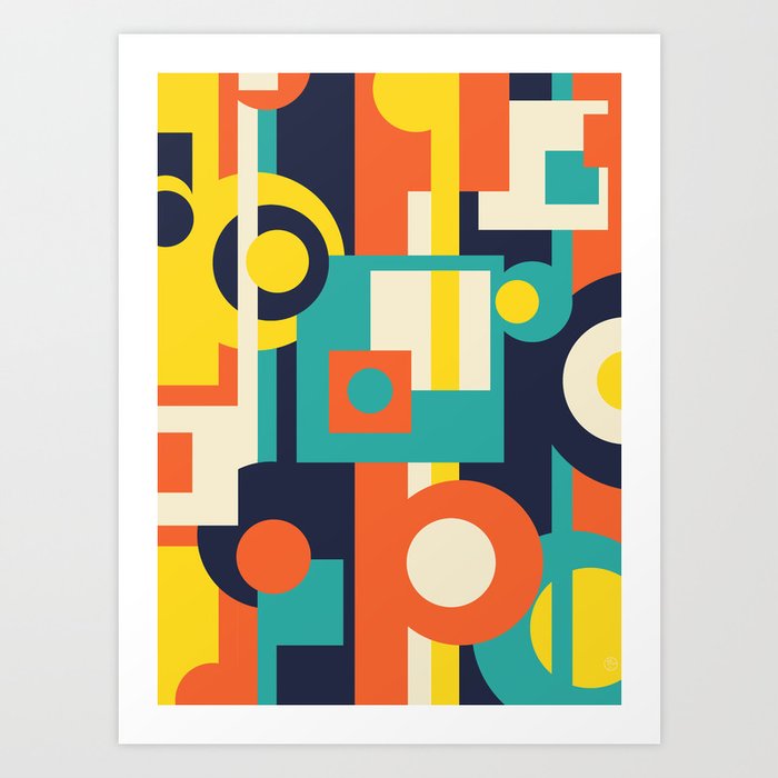 Funky Geometry (Modern Vibrant Color Palette) Art Print