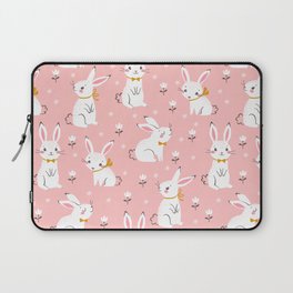 Seamless pattern of cute white rabbits Laptop Sleeve