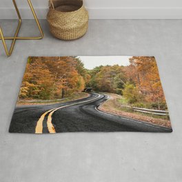 autumn road Rug | Whitemountainforest, Vermont, Usa, Thewayforward, Tree, Curve, Change, Woodstock, Ruralscene, Idyllic 