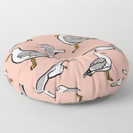 Seagulls by the Seashore Pink Floor Pillow