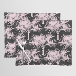 Retro Pink Palm Trees on Charcoal Placemat