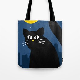 Black Cat Full Moon Tote Bag
